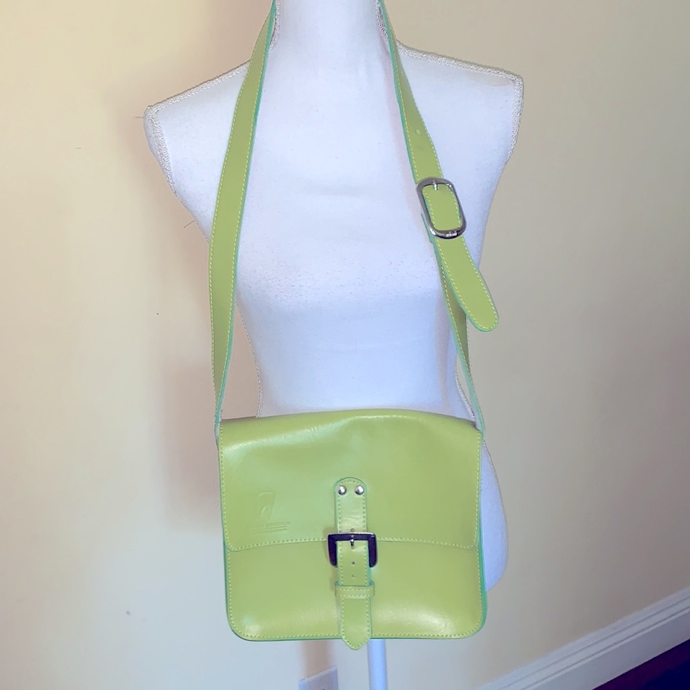 M & M Leather Workshop Handmade Messenger Bag Pistachio Shade School Office